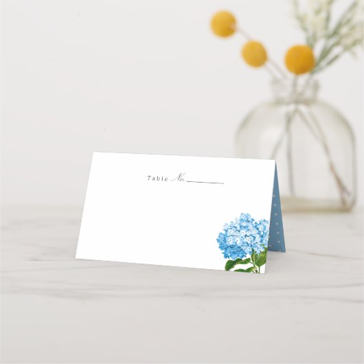 Blue Hydrangea Blank Place Card (Voorkant)