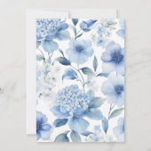 Blue Hydrangea Bloemen Elegante Waterverf Bruiloft Kaart (Achterkant)