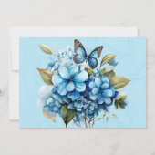 Blue Hydrangea Bloemen Vlinder Bruiloft RSVP Kaart (Achterkant)