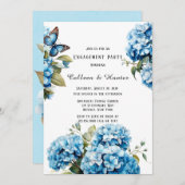Blue Hydrangea Bloemen Vlinder Verlovingsfeest Kaart (Voorkant / Achterkant)