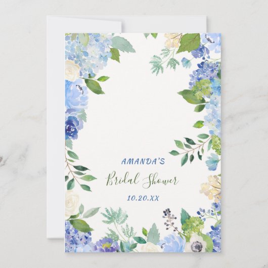 Blue Hydrangea Bloemen Vrijgezellenfeest Game Kaar Kaart (Achterkant)