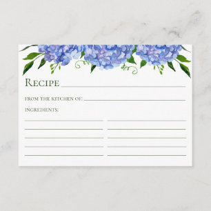 Blue Hydrangea Bloemen Waterverf Recept Kaart