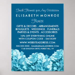 Blue Hydrangea, Bloemenbouw Adverteren Poster