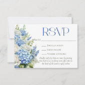 Blue Hydrangea Bloemenbruiloft QR Code Website RSVP Kaartje (Voorkant)