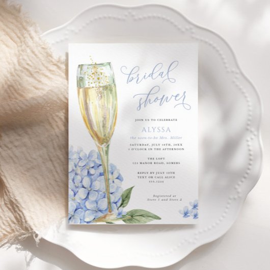 Blue Hydrangea Blooms Bridal Shower Kaart
