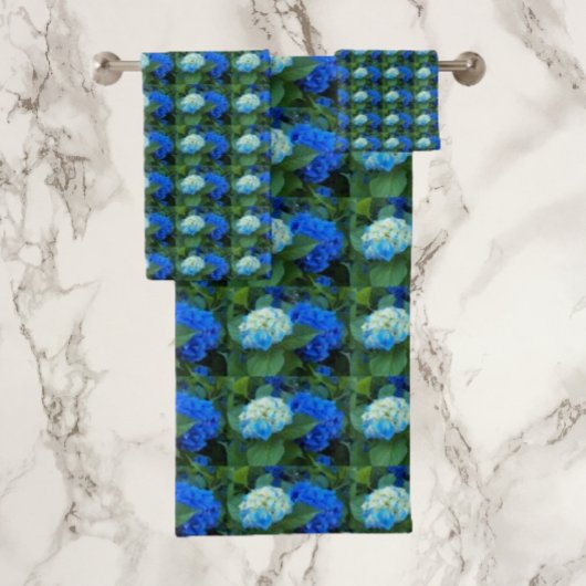 Blue Hydrangea Blooms Floral Bath Towel Bad Handdoek