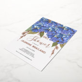 Blue Hydrangea Blooms Gepersonaliseerd Vrijgezelle Folie Uitnodiging (Gedraaid)