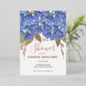Blue Hydrangea Blooms Gepersonaliseerd Vrijgezelle Folie Uitnodiging (Staand Voorkant)