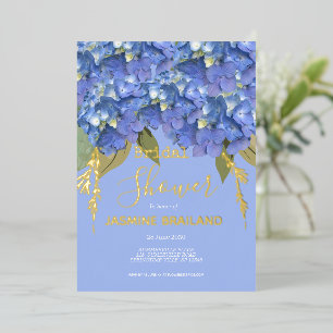Blue Hydrangea Blooms Gepersonaliseerd Vrijgezelle Folie Uitnodiging