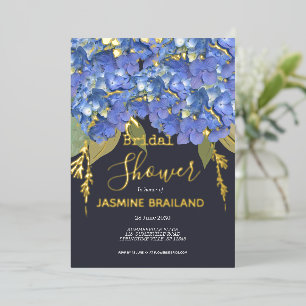 Blue Hydrangea Blooms Gepersonaliseerd Vrijgezelle Folie Uitnodiging