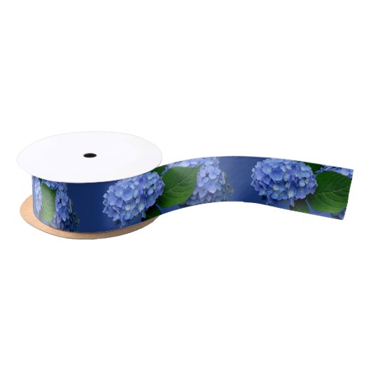 Blue Hydrangea Blooms Greenery Satin Ribbon Lint (Spoel)