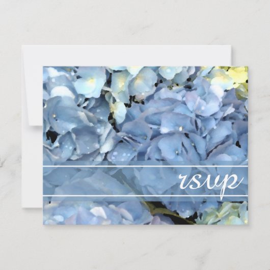 Blue Hydrangea Blossom Wedding RSVP Response Kaart (Voorkant)