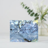 Blue Hydrangea Blossom Wedding RSVP Response Kaart (Staand voorkant)