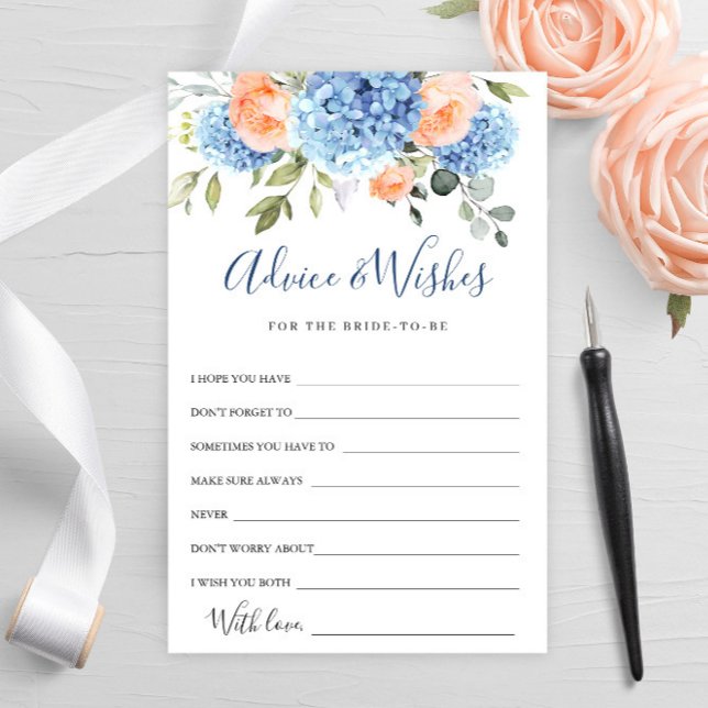 Blue Hydrangea Blush Rozen Advies & Wensen Kaart (Creator heeft geüpload)