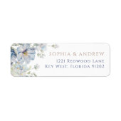 Blue Hydrangea & Blush Rozen Return Address Label (Voorkant)