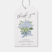 Blue Hydrangea Boeket Blue Ribbon Vrijgezellenfees Cadeaulabel (Voorkant)