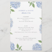 Blue Hydrangea Border Classic Trouwpapier Menu (Voorkant)