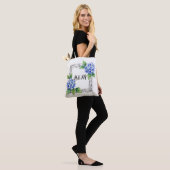 Blue Hydrangea Border Customized Draagtas (Op model)