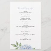 Blue Hydrangea Border Gevouwen Trouwpapier Program Flyer (Achterkant)