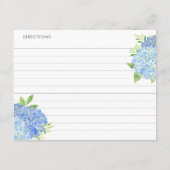 Blue Hydrangea Bouquet Botanical Recette Cartes (Dos)