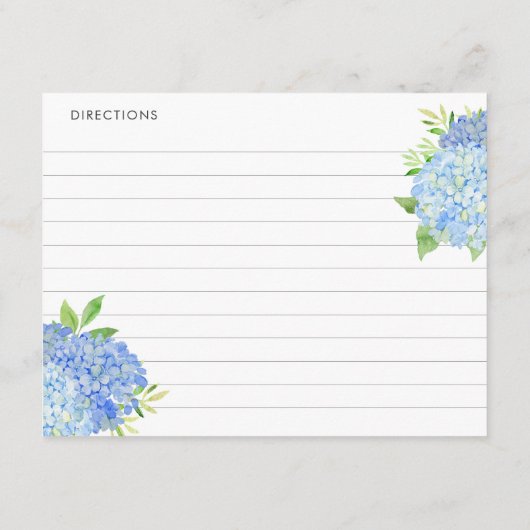 Blue Hydrangea Bouquet Botanical Recette Cartes (Dos)