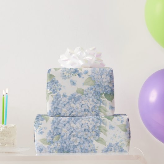 Blue Hydrangea Bouquet Gift Wrap Cadeaupapier (Feestgeschenken)