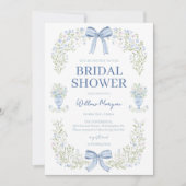 Blue Hydrangea Bow Bridal Shower Invitation (Devant)