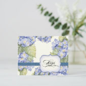 Blue Hydrangea Bracket Floral Formal Wedding RSVP Kaartje (Staand voorkant)