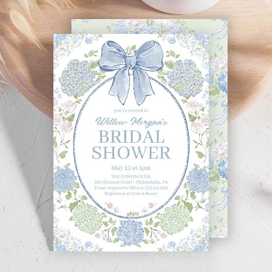 Blue Hydrangea Bridal Shower Invitation