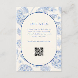 Blue Hydrangea Bridal Shower QR Code  Informatiekaartje
