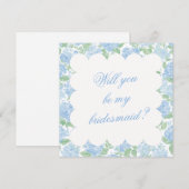 Blue Hydrangea Bridesmaid Proposal Card (Voorkant / Achterkant)