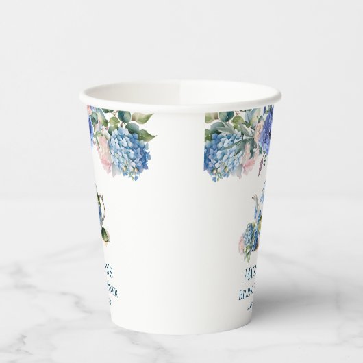 Blue Hydrangea bruids thee party Papieren Bekers (Links)