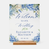 Blue Hydrangea Calligraphy Script Mariage Bienvenu (Recto)