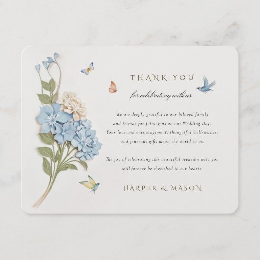 Blue Hydrangea Carte de remerciements (Devant)