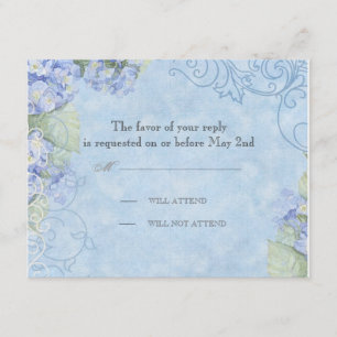 Blue Hydrangea - Carte de réponse Mariage