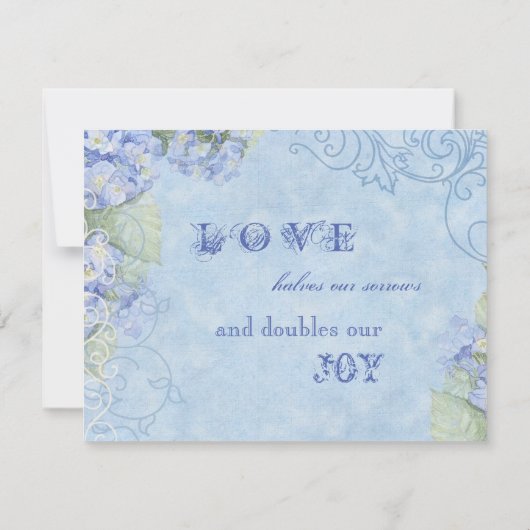 Blue Hydrangea - Carte de réponse Mariage (Dos)