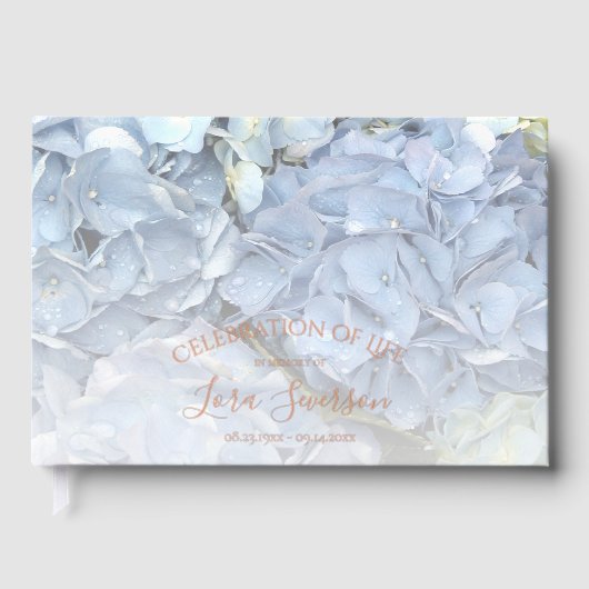 Blue Hydrangea Celebration of Life Memorial Gastenboek (Voorkant)