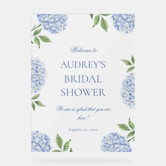 Blue Hydrangea Classic Welcome Sign, Flower Border (Recto)
