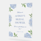 Blue Hydrangea Classic Welcome Sign, Flower Border (Angle)