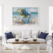 Blue Hydrangea Coastal Beach | Beach Poster