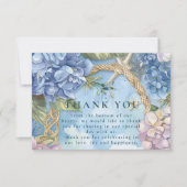 Blue Hydrangea Coastal Rope Wedding Bedankkaart (Voorkant)