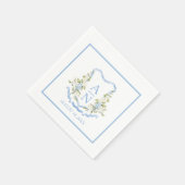 Blue Hydrangea Crest Monogram Simple Servet (Hoek)