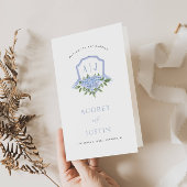 Blue Hydrangea Crest Paper Boekje Trouwprogramma Flyer