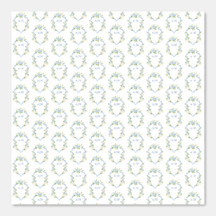 Blue Hydrangea Crest Wedding Monogram Behang