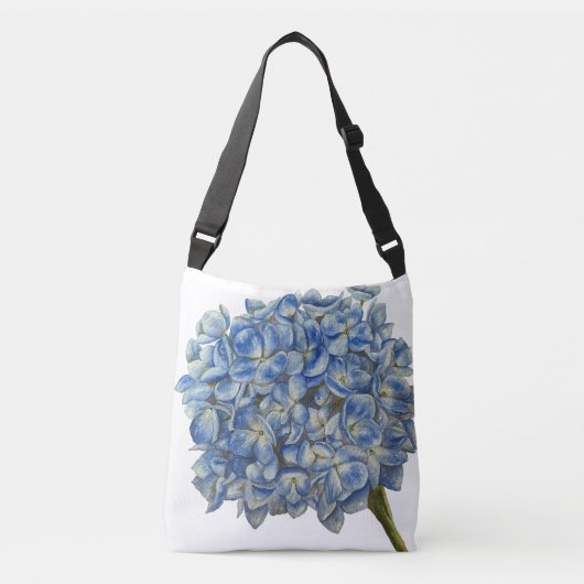 Blue Hydrangea Crossbody Tas (Voorkant)