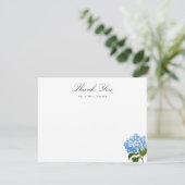 Blue Hydrangea Custom Name Thank You Flat Card RSVP Kaartje (Staand voorkant)
