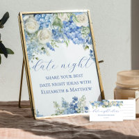Blue Hydrangea Date Night Jar Ideeën Trouwbord
