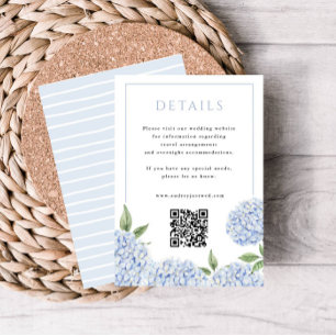 Blue Hydrangea Details met QR Code Small Informatiekaartje