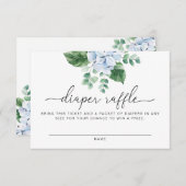 Blue Hydrangea Diaper Raffle Ticket Enclosure Kaar Informatiekaartje (Voorkant / Achterkant)