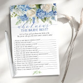 Blue Hydrangea die weet bruid beste douche spel Flyer